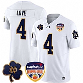 Men's Notre Dame Fighting Irish #4 Jeremiyah Love White F.U.S.E. 2024 Orange Bowl Patch Limited Stitched Jersey Dzhi,baseball caps,new era cap wholesale,wholesale hats